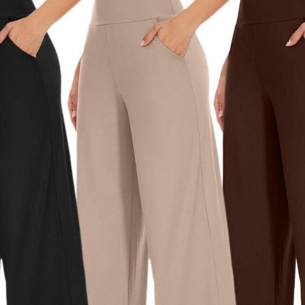 Comfy High Waist Wide Leg Palazzo Pants Soft Lounge Yoga Travel Pants Medium